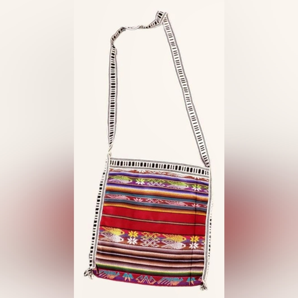 Vintage Handmade Crossbody Woven Multicolored Boho Ethnic Print Bag